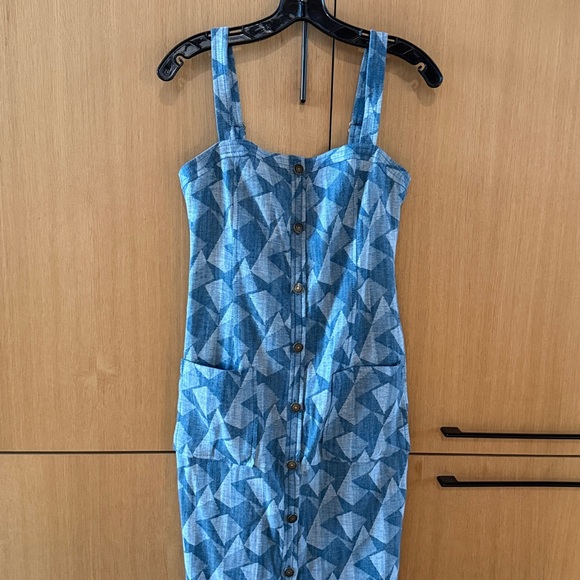 RAMY BROOK Marine Printed Denim Sleeveless Midi Dress Color Geo Print Size 2 NWT - Picture 5 of 14
